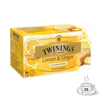 Twinings Lemon & Ginger, Früchtetee, 25 Teebeutel im Kuvert